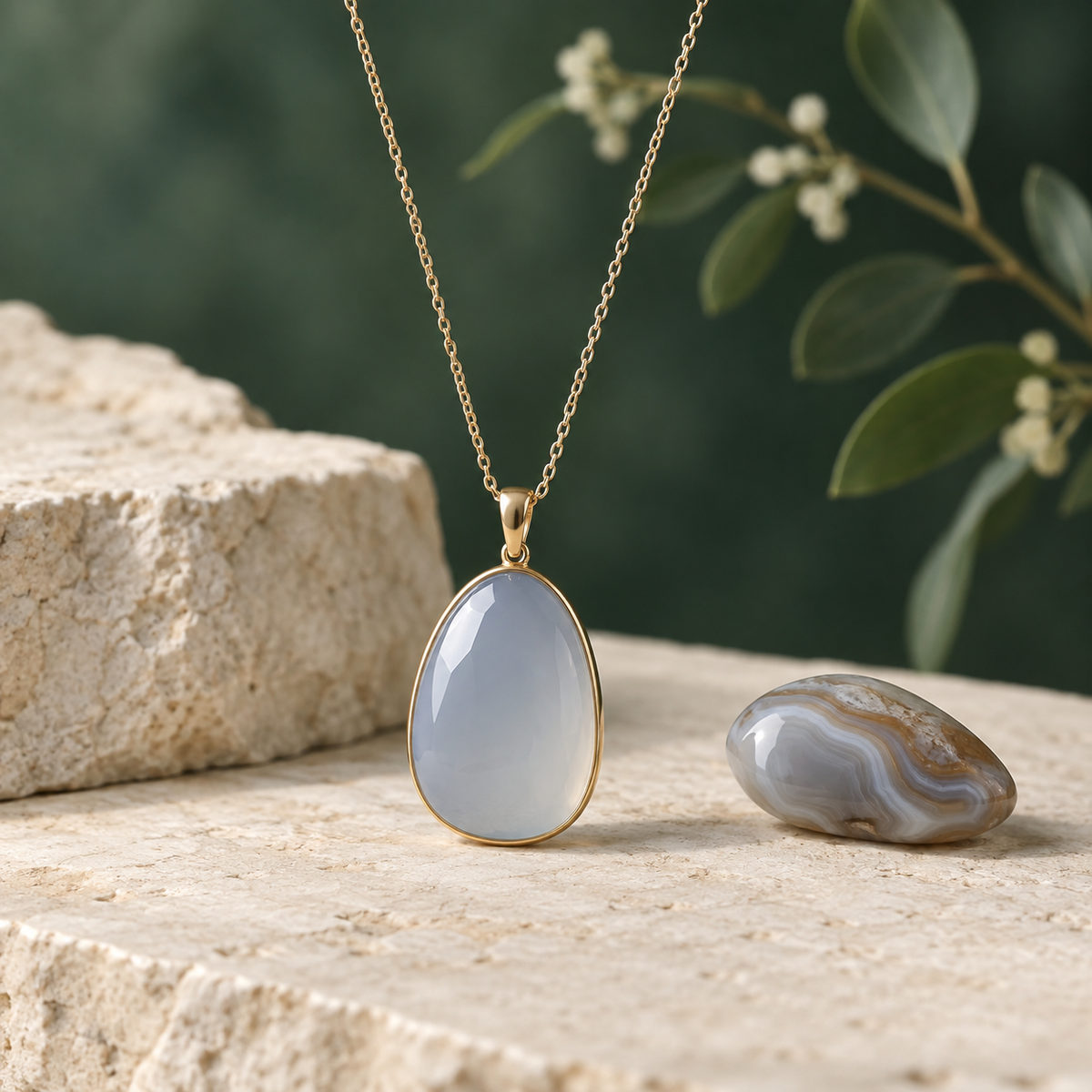 Chalcedony and agate jewelry collection