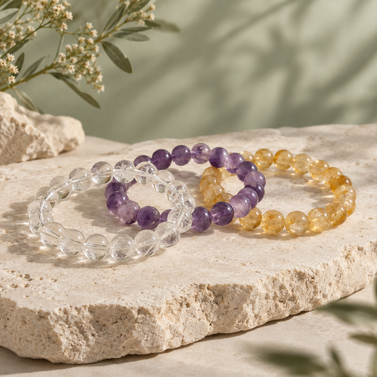 Natural crystal bracelet collection