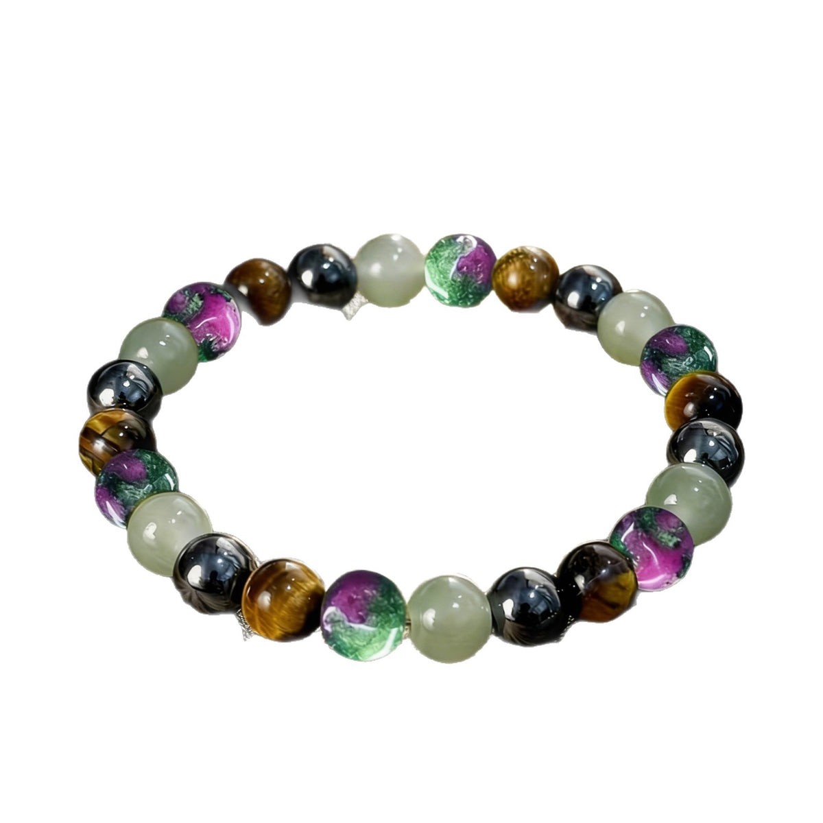 Natural Tiger's Eye and Black Onyx gemstone bracelet — view 5