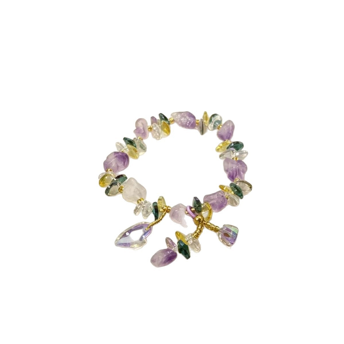 Natural amethyst, citrine, and clear quartz bracelet — view 5