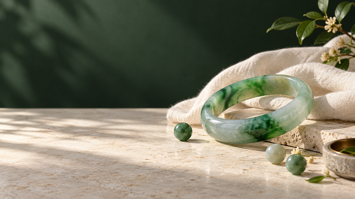 AI-generated jade jewelry editorial image for yufengjewelry